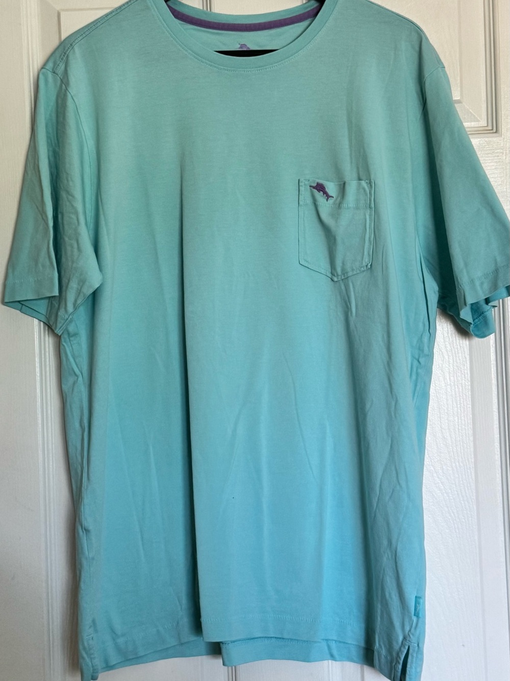 Tommy Bahama Aqua Short-Sleeve Pocket Tee with Purple Logo